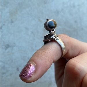 Vintage Onyx Poison Ring 6.5